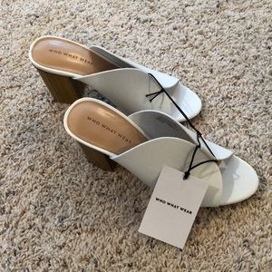 Who What Wear White Heeled Slides
